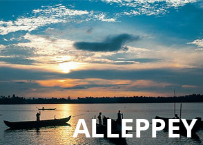 Fishermen at sunset on the Vembanad Lake